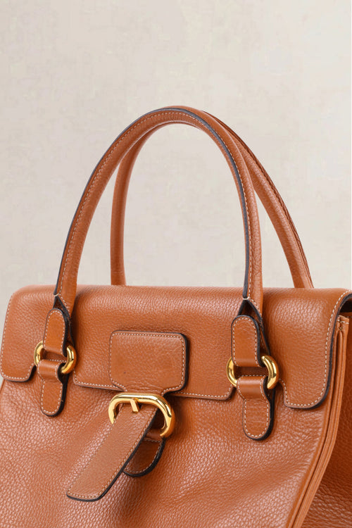 Delvaux Vintage Cognac Jumping Calf Top Handle Bag