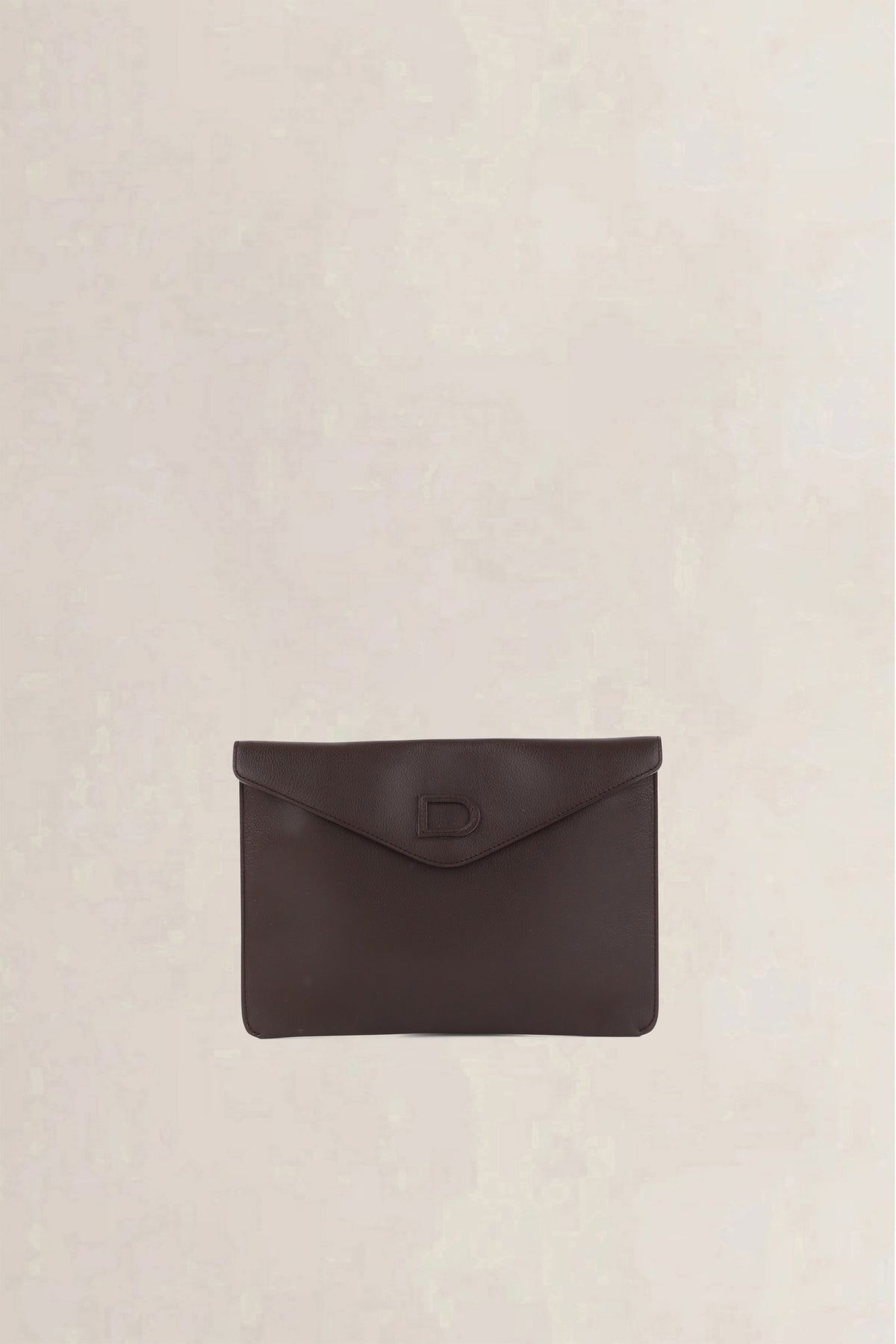 Delvaux Dark Brown Jumping Calf Envelope Clutch