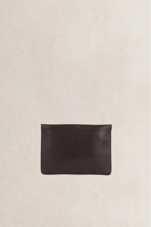 Delvaux Dark Brown Jumping Calf Envelope Clutch