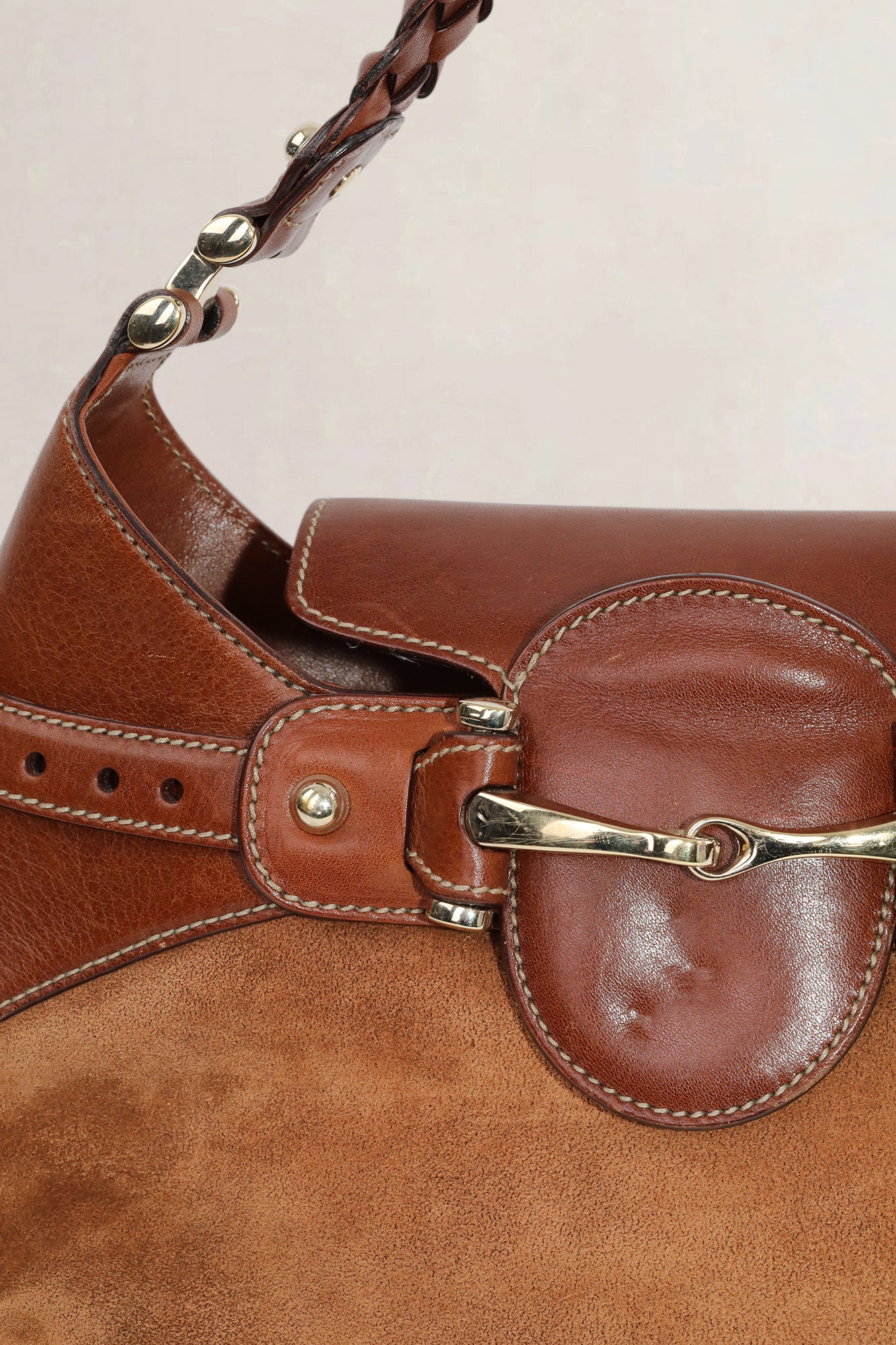 Gucci Brown Suède Pelham Horsebit Shoulder Bag