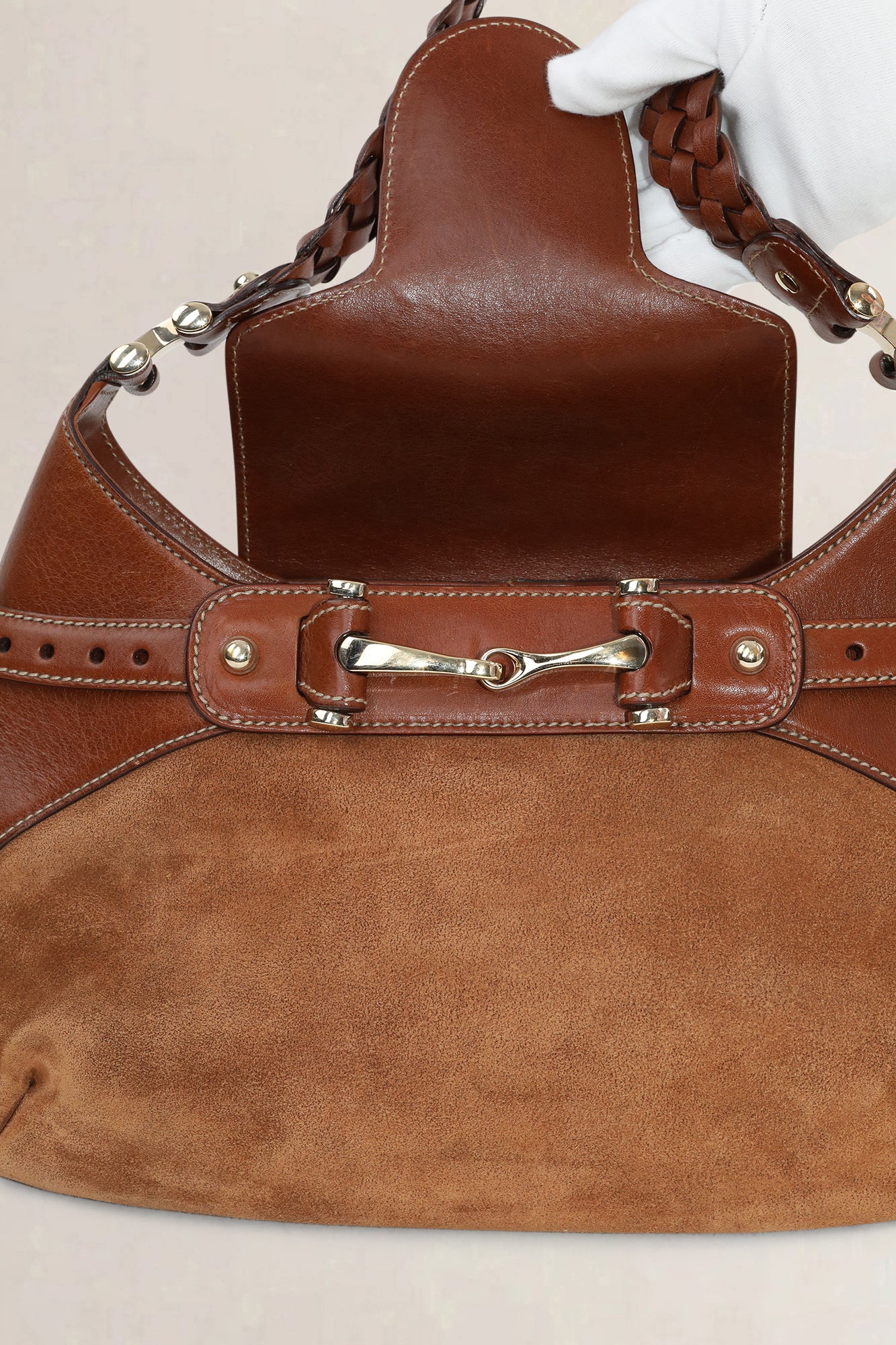 Gucci Brown Suède Pelham Horsebit Shoulder Bag