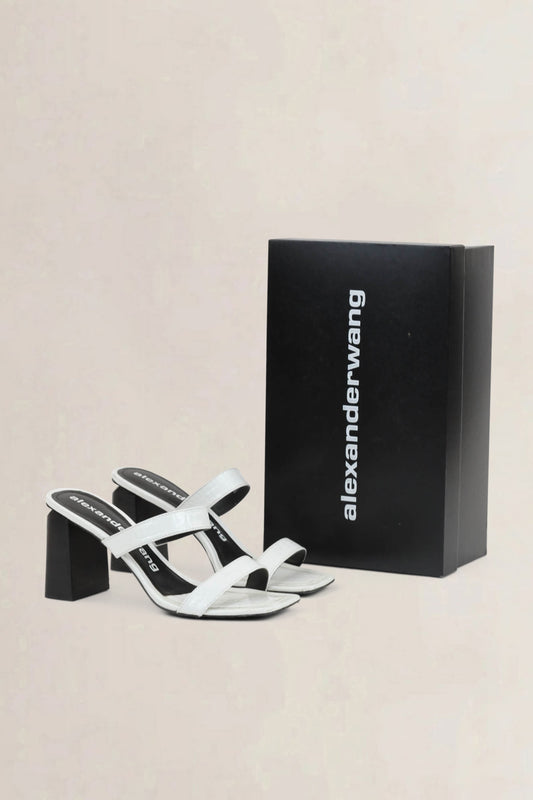 Alexander Wang White Embossed Leather Hayden Heels