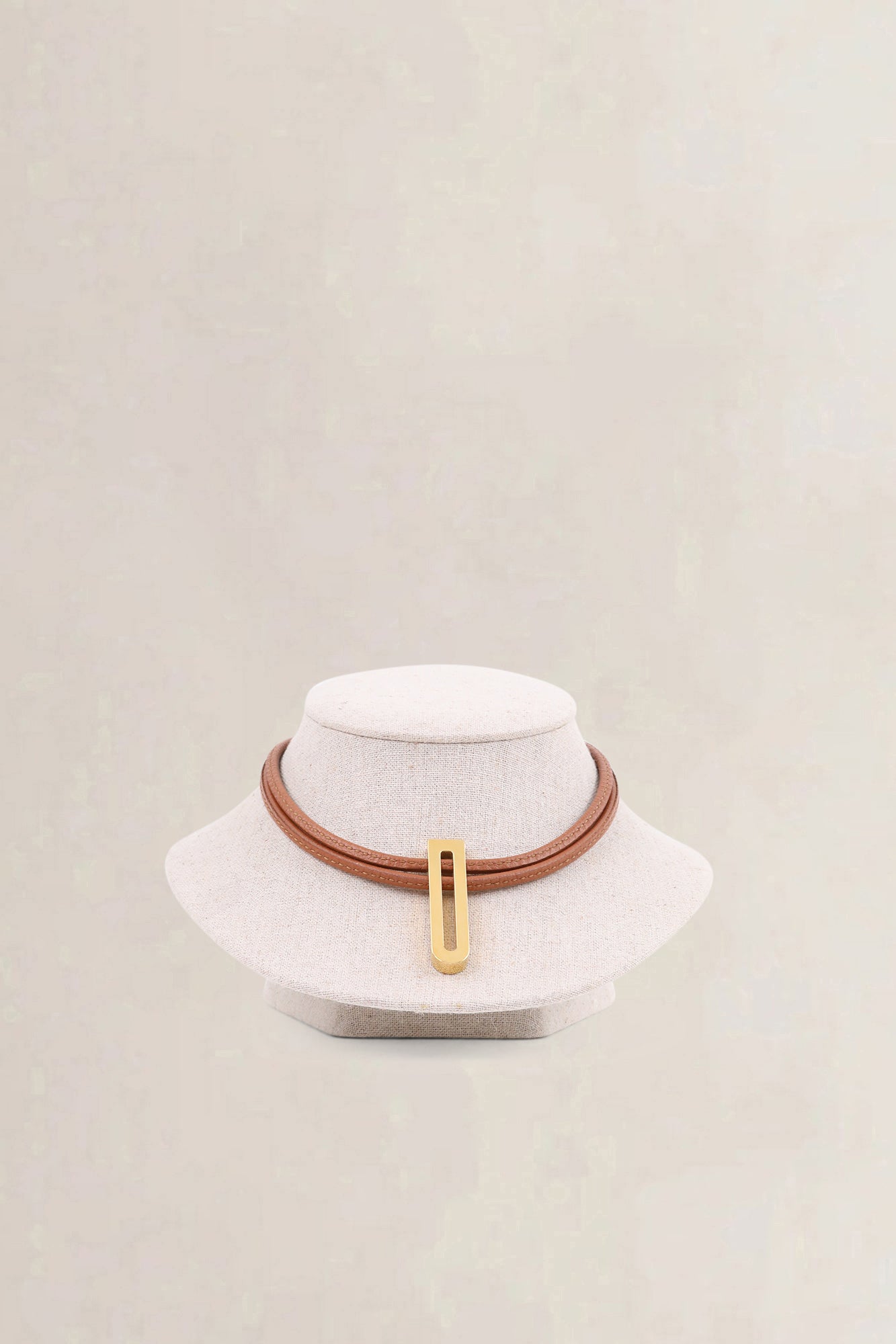 Delvaux Brown Leather D Necklace