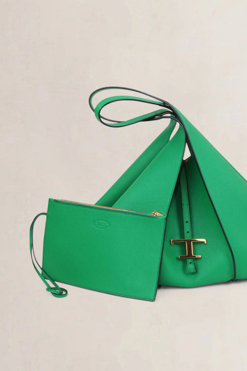 Tod's Green T Timeless Medium Shoulder Bag