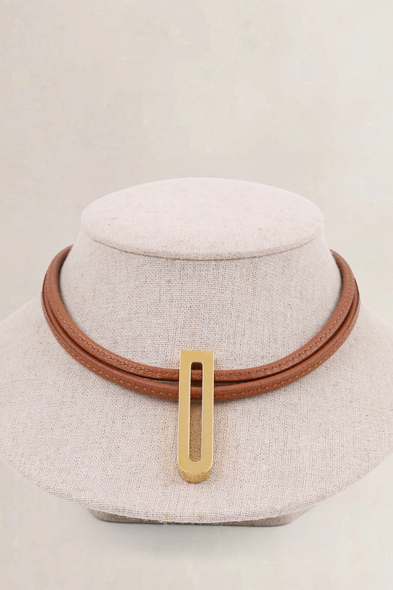 Delvaux Brown Leather D Necklace