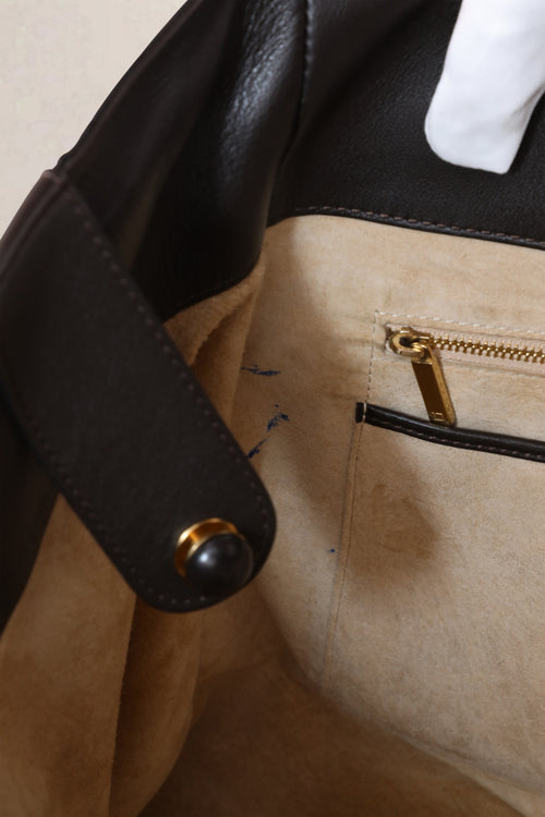 Delvaux Dark Brown Toile de Cuir Shoulder Bag