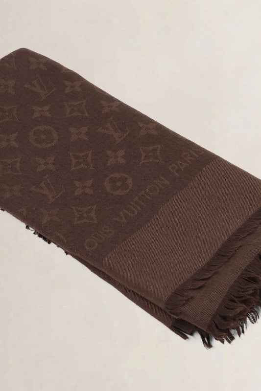 Louis Vuitton Dark Brown Silk/Wool Scarf