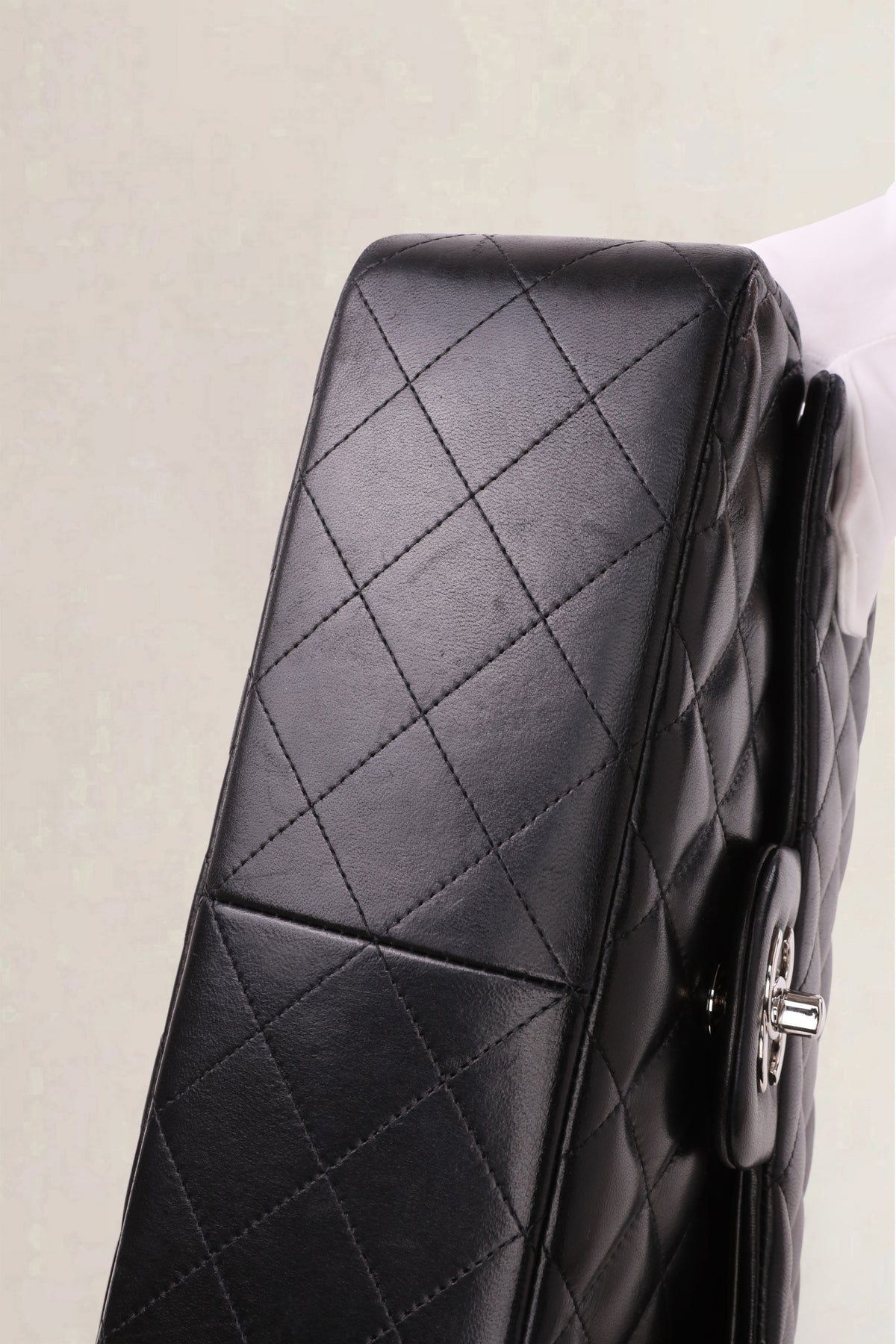 Chanel Black Lambskin Quilted Jumbo Classic Flap Crossbody Bag