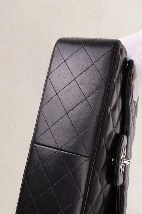 Chanel Black Lambskin Quilted Jumbo Classic Flap Crossbody Bag