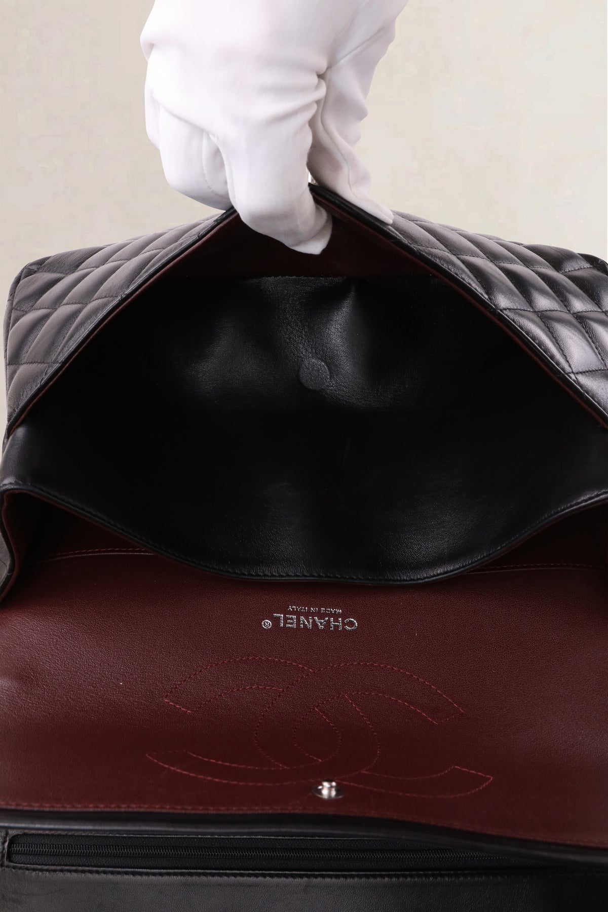 Chanel Black Lambskin Quilted Jumbo Classic Flap Crossbody Bag