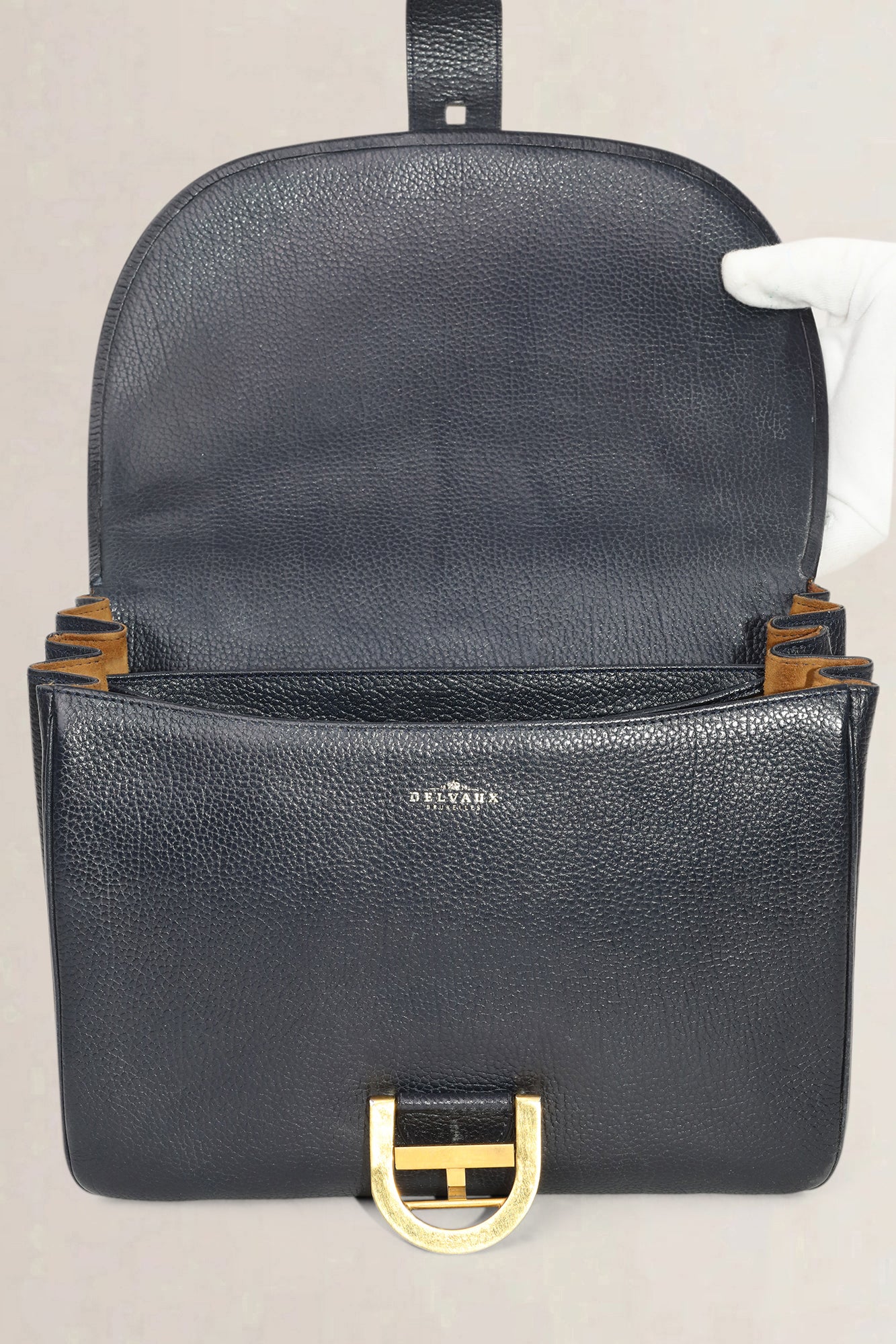 Delvaux Navy Blue Top Handle Bag