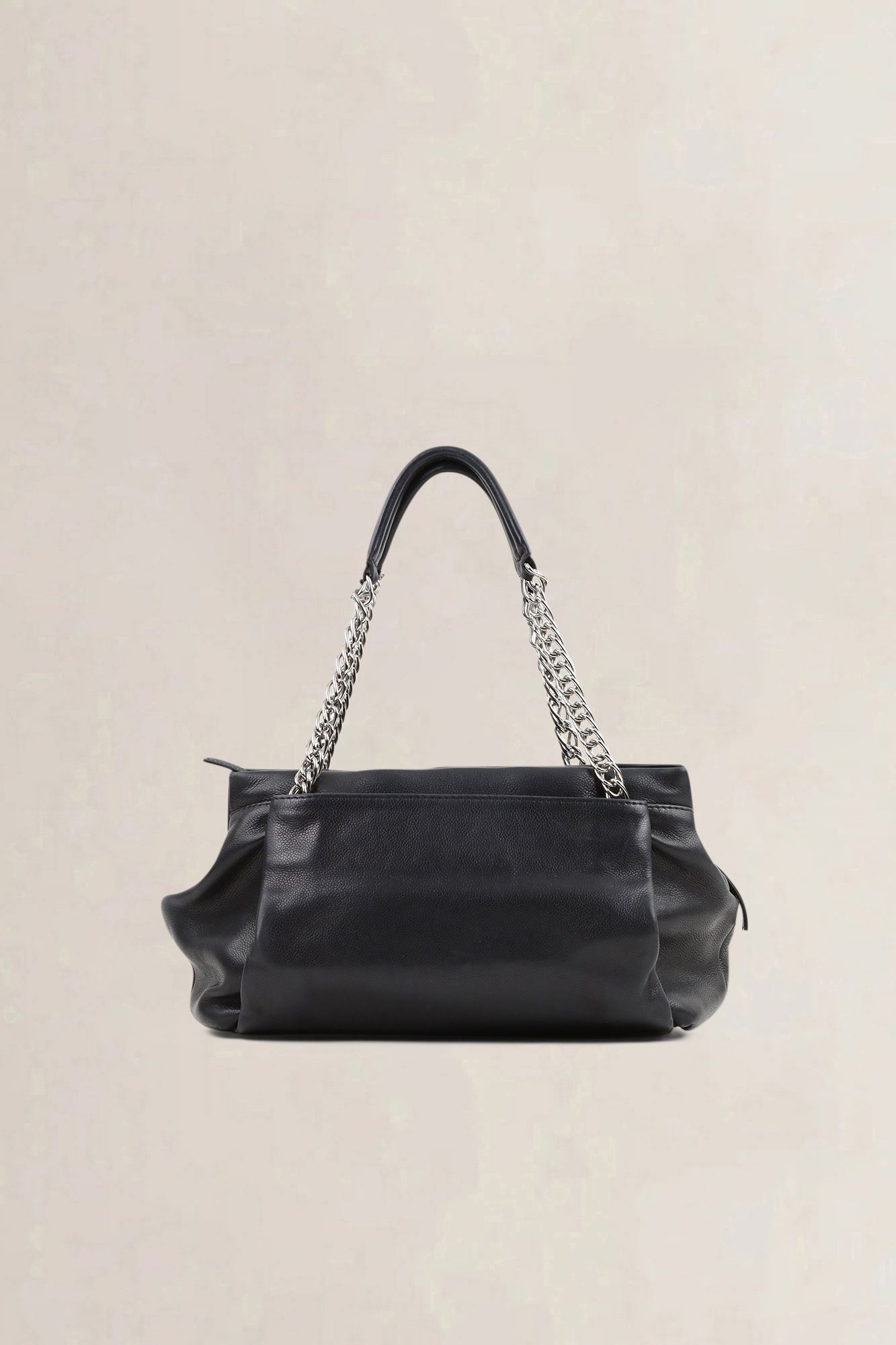 Chanel Black Leather CC Tuck Shopper Shoulder Bag