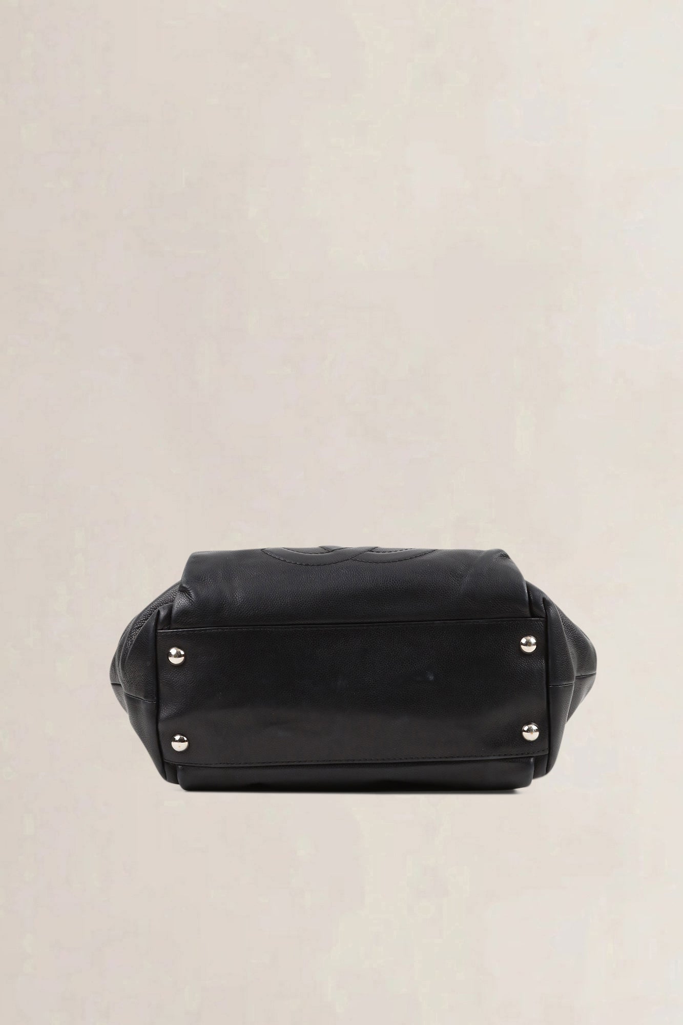 Chanel Black Leather CC Tuck Shopper Shoulder Bag