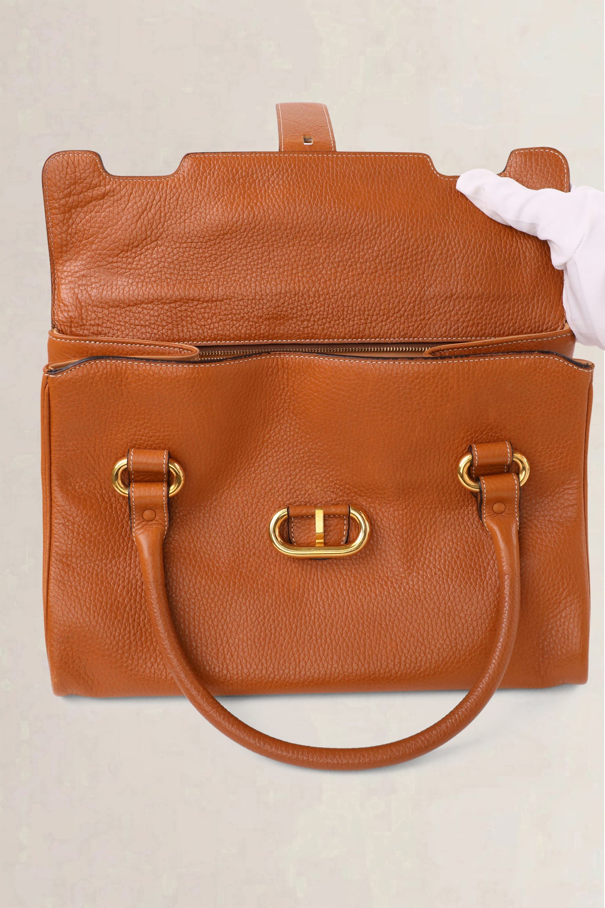 Delvaux Vintage Cognac Jumping Calf Top Handle Bag