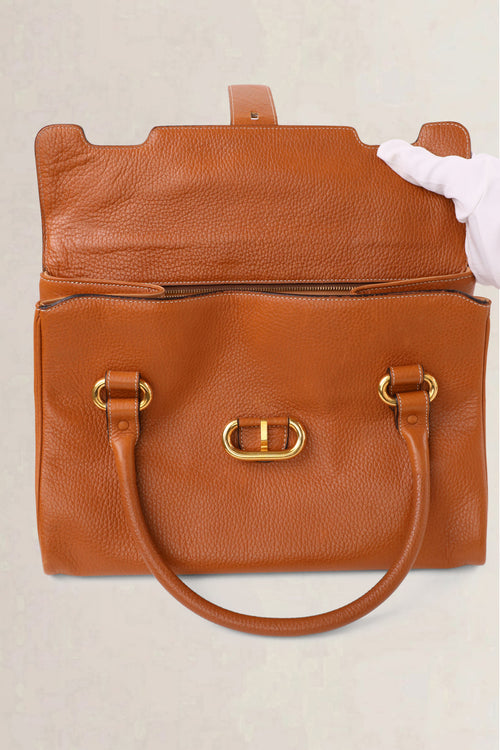 Delvaux Vintage Cognac Jumping Calf Top Handle Bag