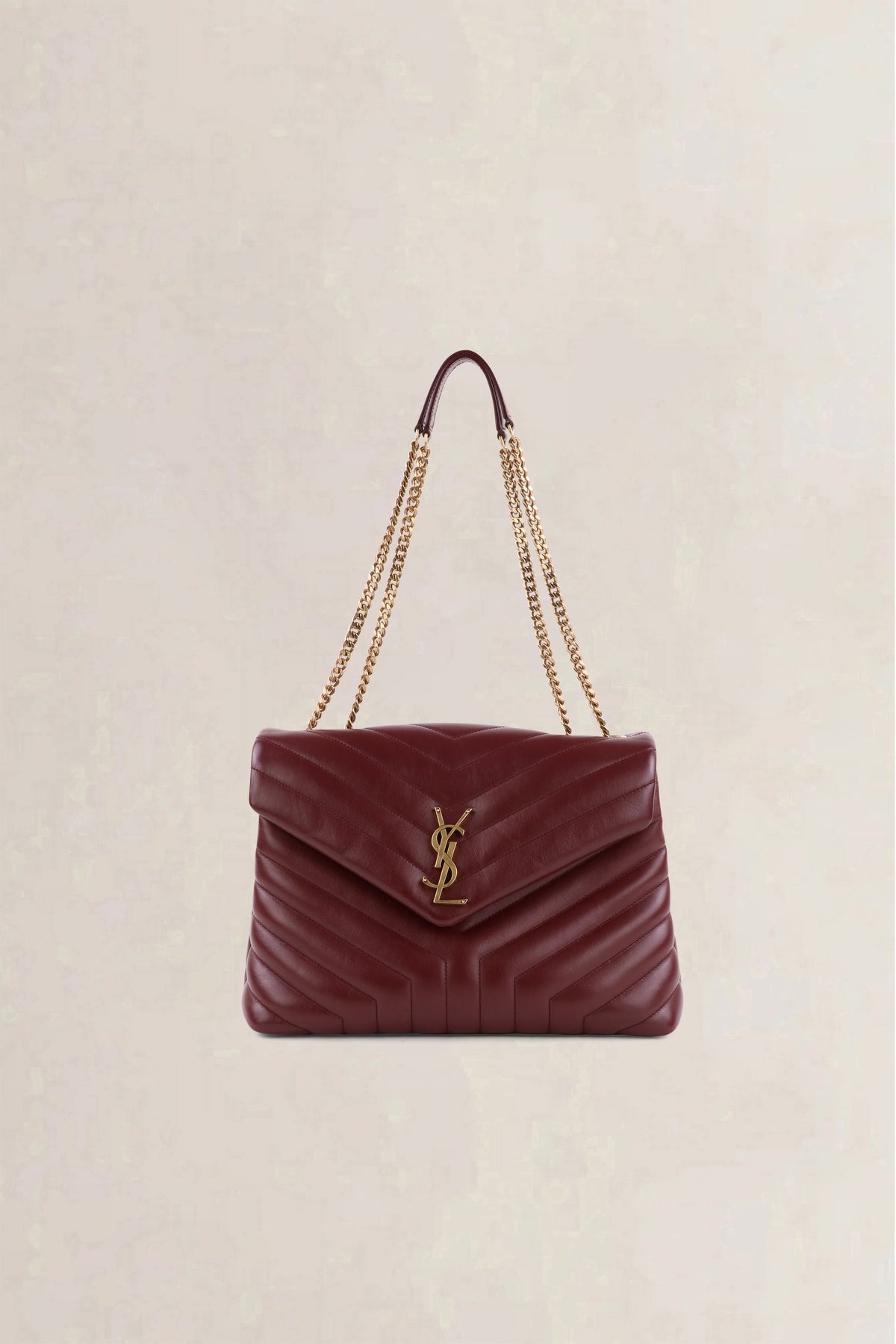 Saint Laurent Burgundy Loulou Medium Calfskin Shoulder Bag
