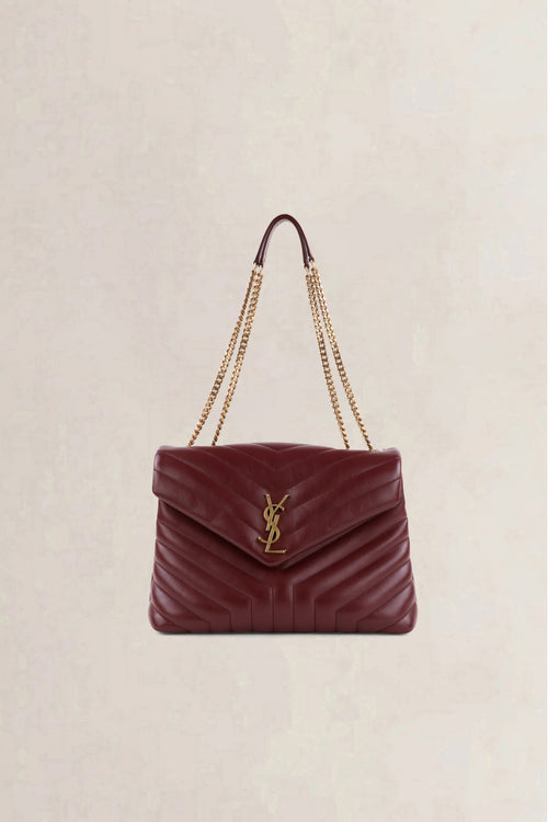 Saint Laurent Burgundy Loulou Medium Calfskin Shoulder Bag