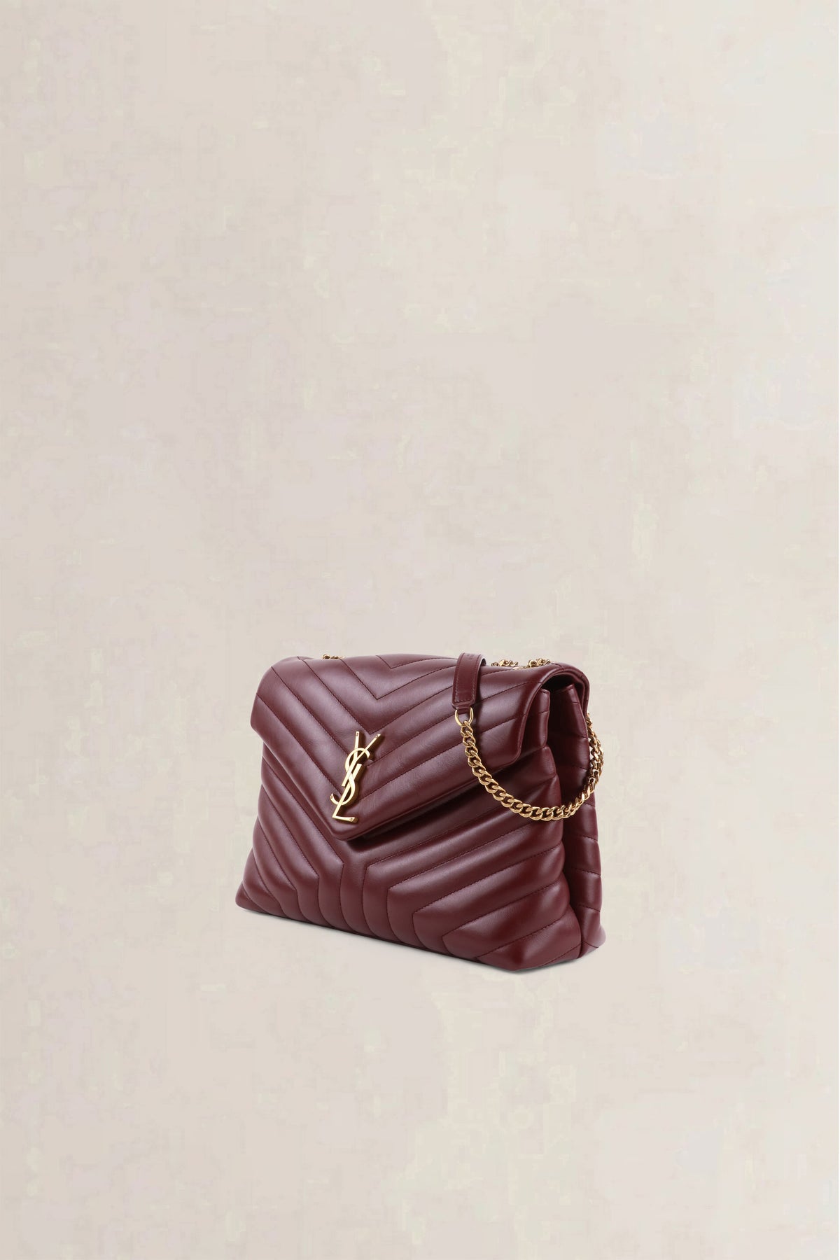 Saint Laurent Burgundy Loulou Medium Calfskin Shoulder Bag
