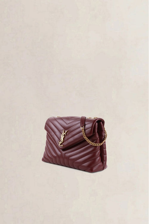 Saint Laurent Burgundy Loulou Medium Calfskin Shoulder Bag
