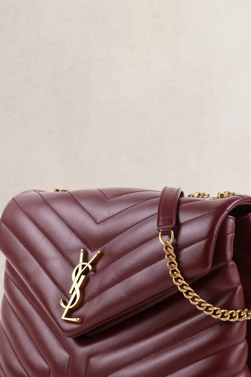 Saint Laurent Burgundy Loulou Medium Calfskin Shoulder Bag