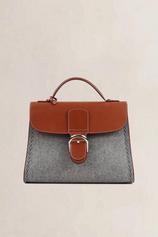 Delvaux Grey/Felt Siera Calf Brillant GM Crossbody Bag