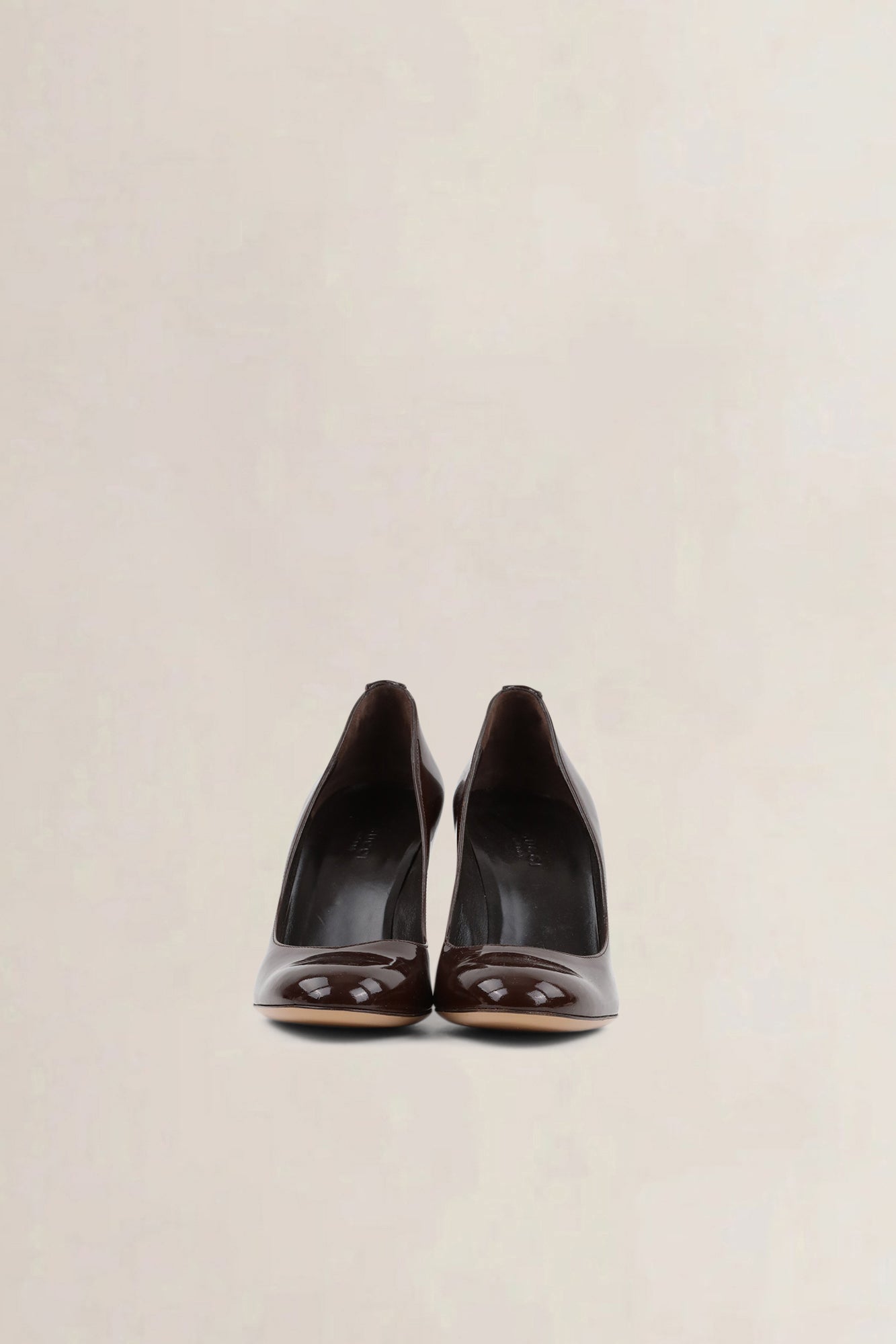 Gucci Brown Patent Leather Wedge Pumps