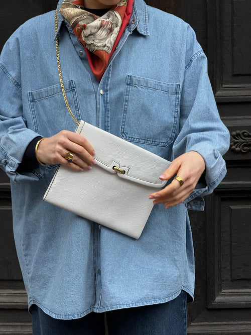 Delvaux White Leather Clutch/Shoulder Bag