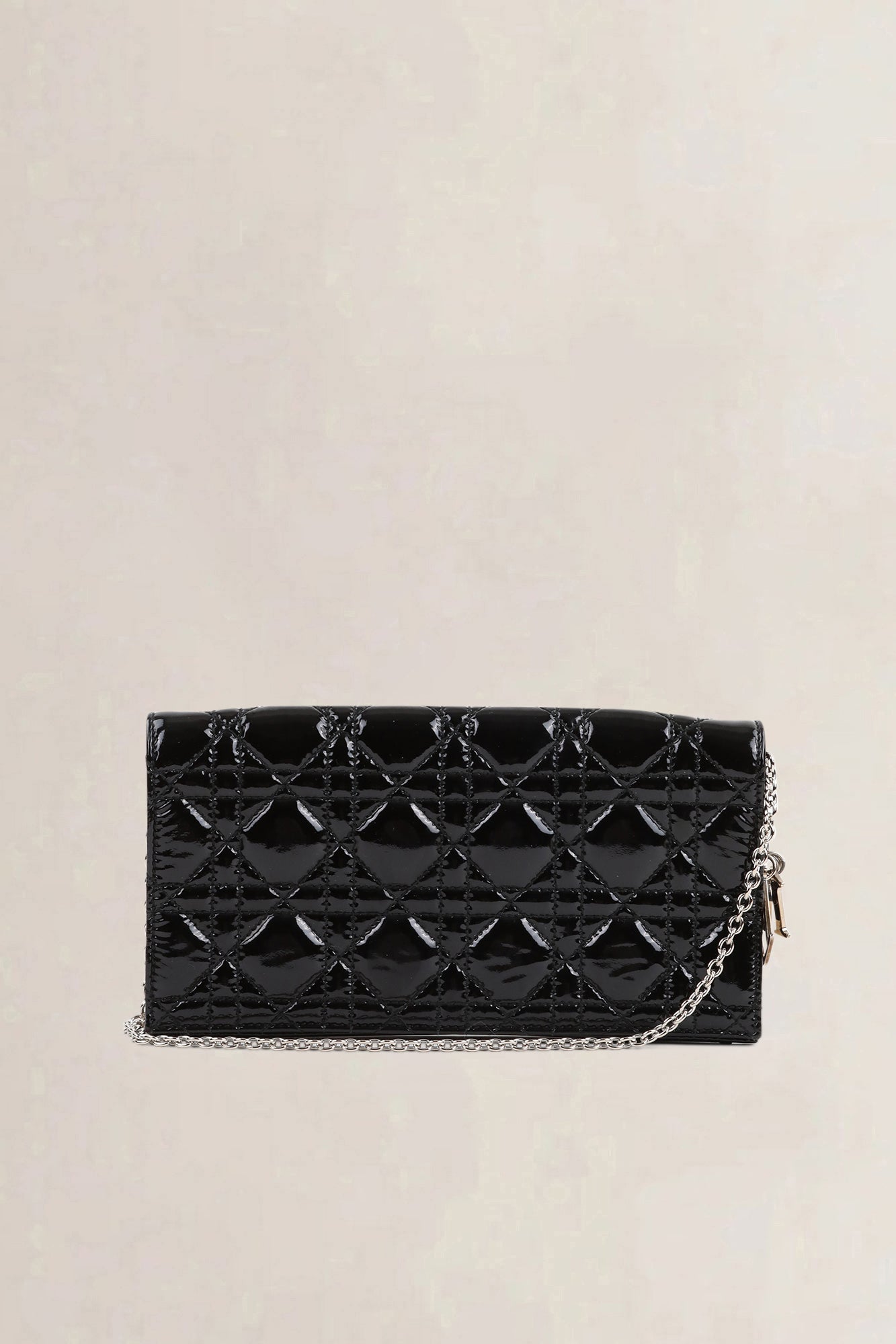 Christian Dior Black Patent Cannage Leather Pouch