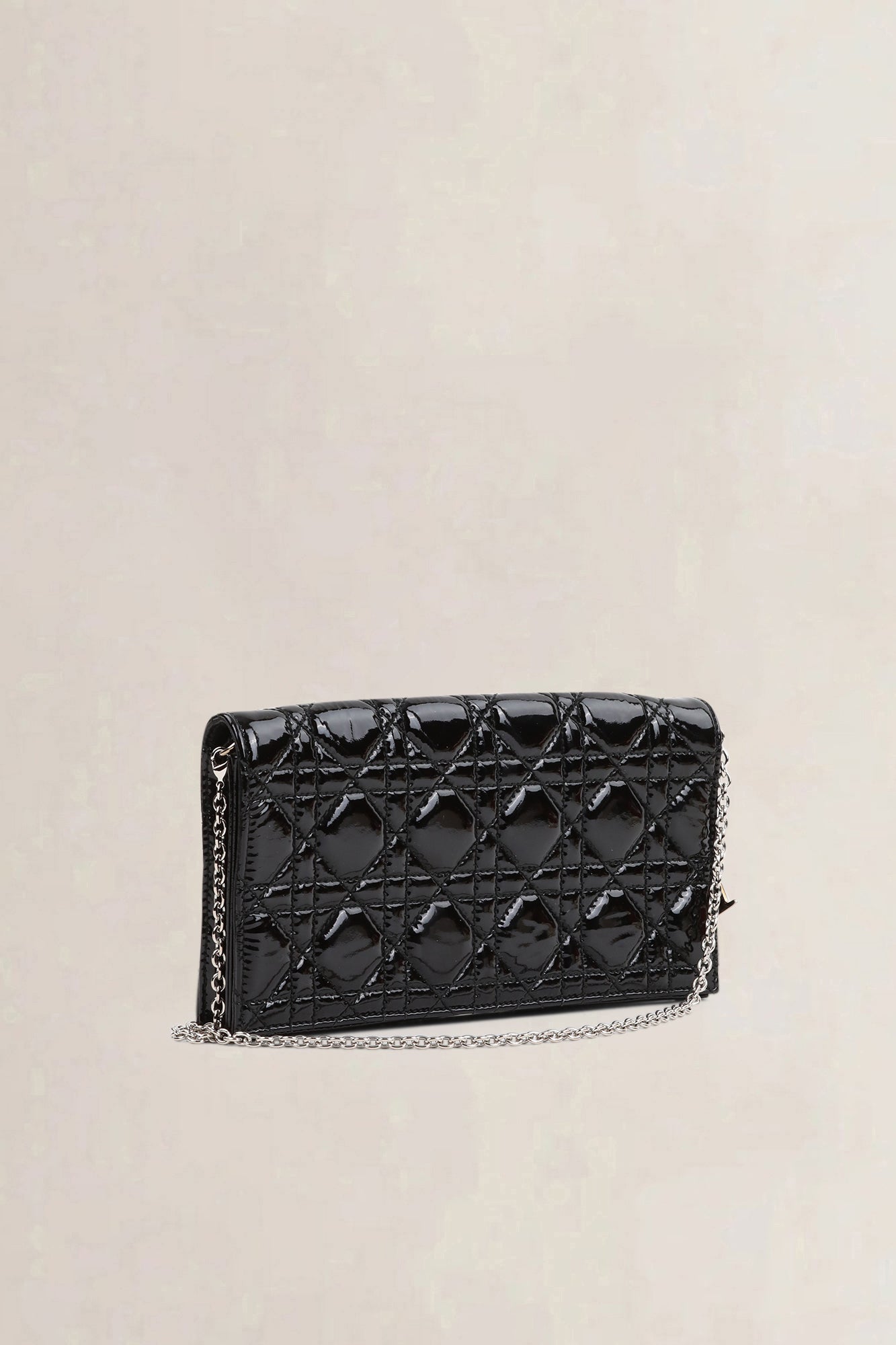 Christian Dior Black Patent Cannage Leather Pouch