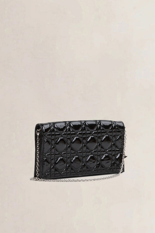 Christian Dior Black Patent Cannage Leather Pouch