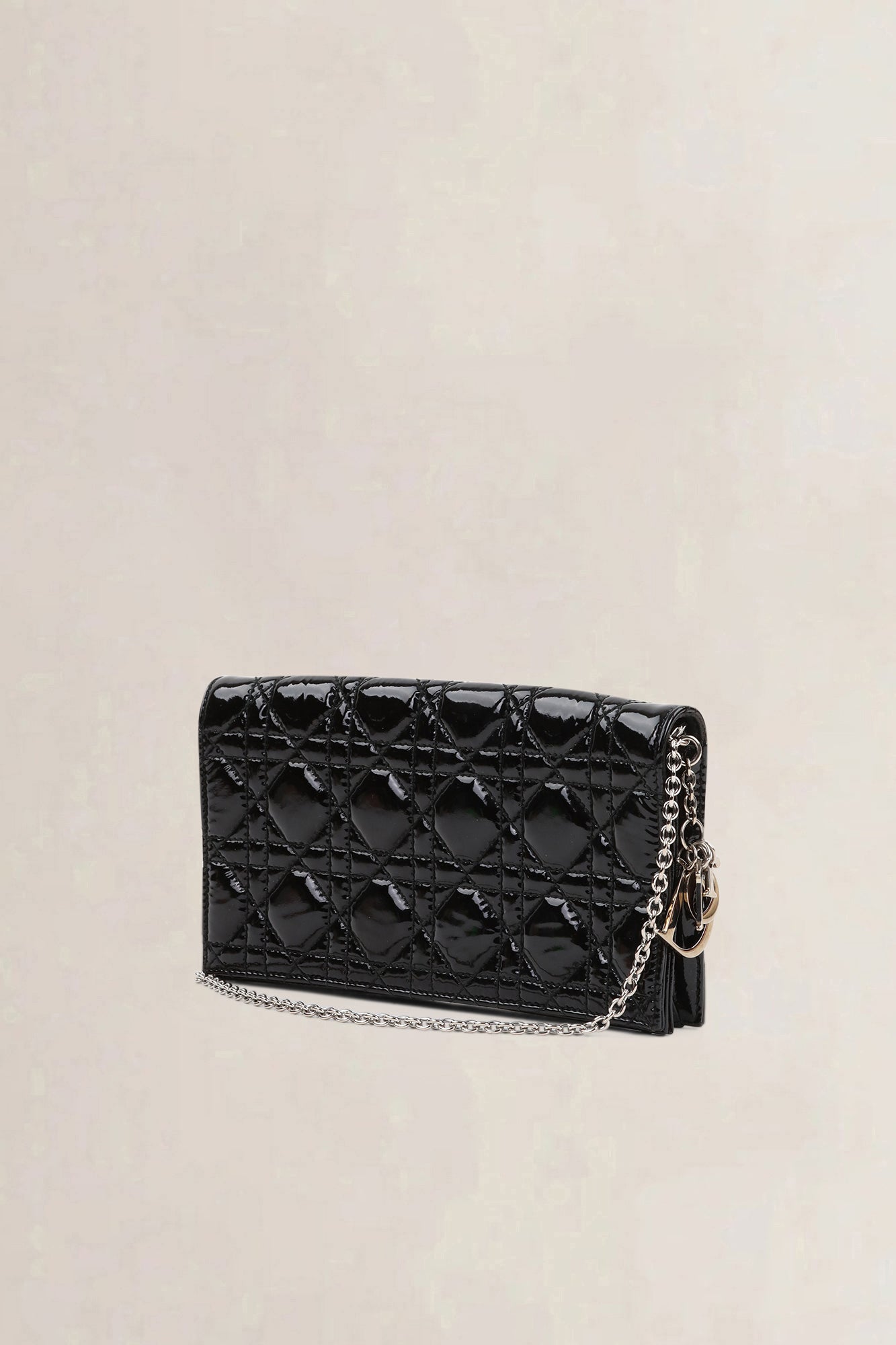 Christian Dior Black Patent Cannage Leather Pouch
