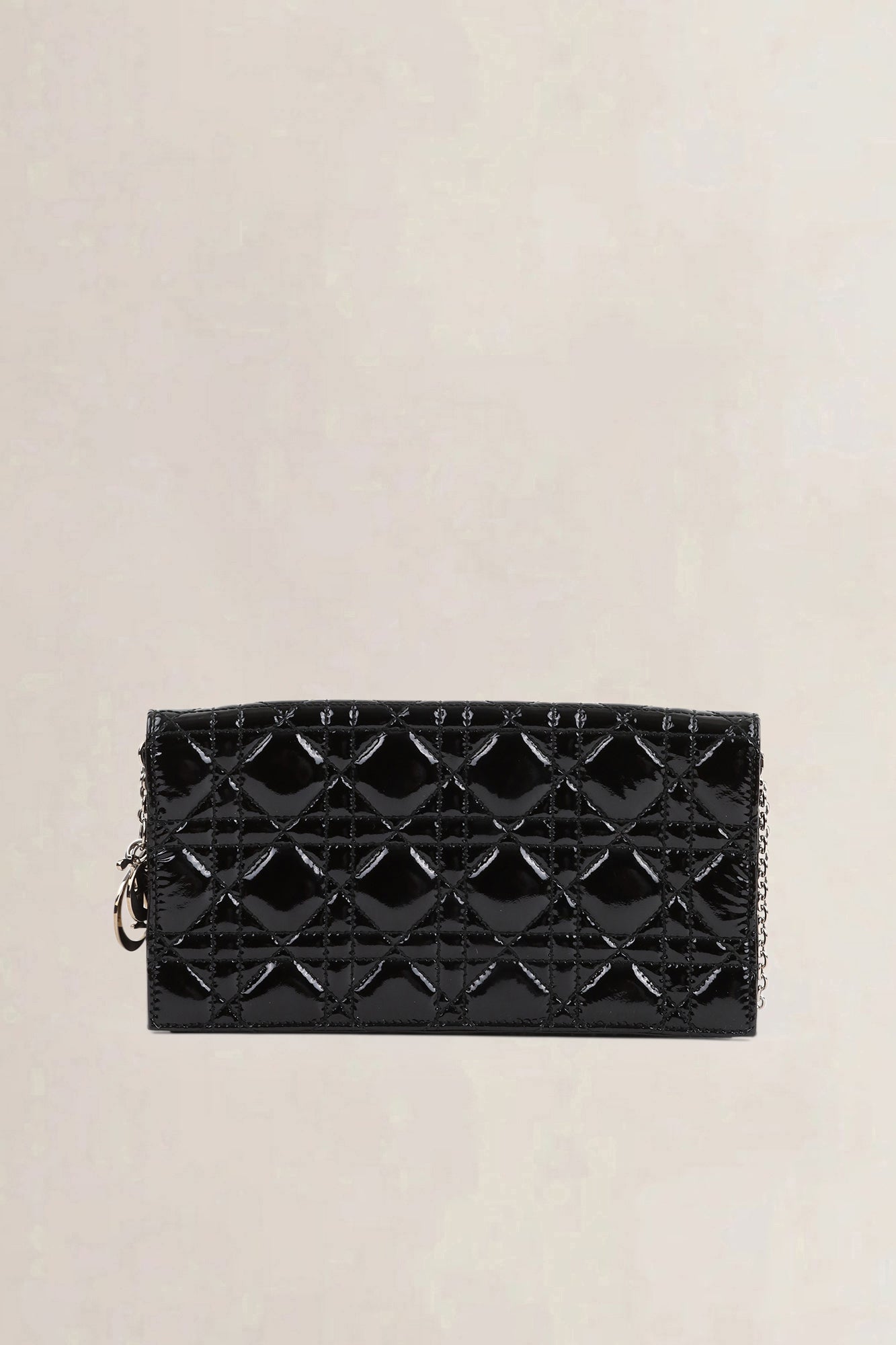 Christian Dior Black Patent Cannage Leather Pouch