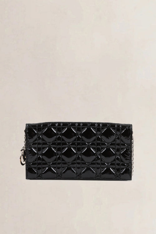 Christian Dior Black Patent Cannage Leather Pouch