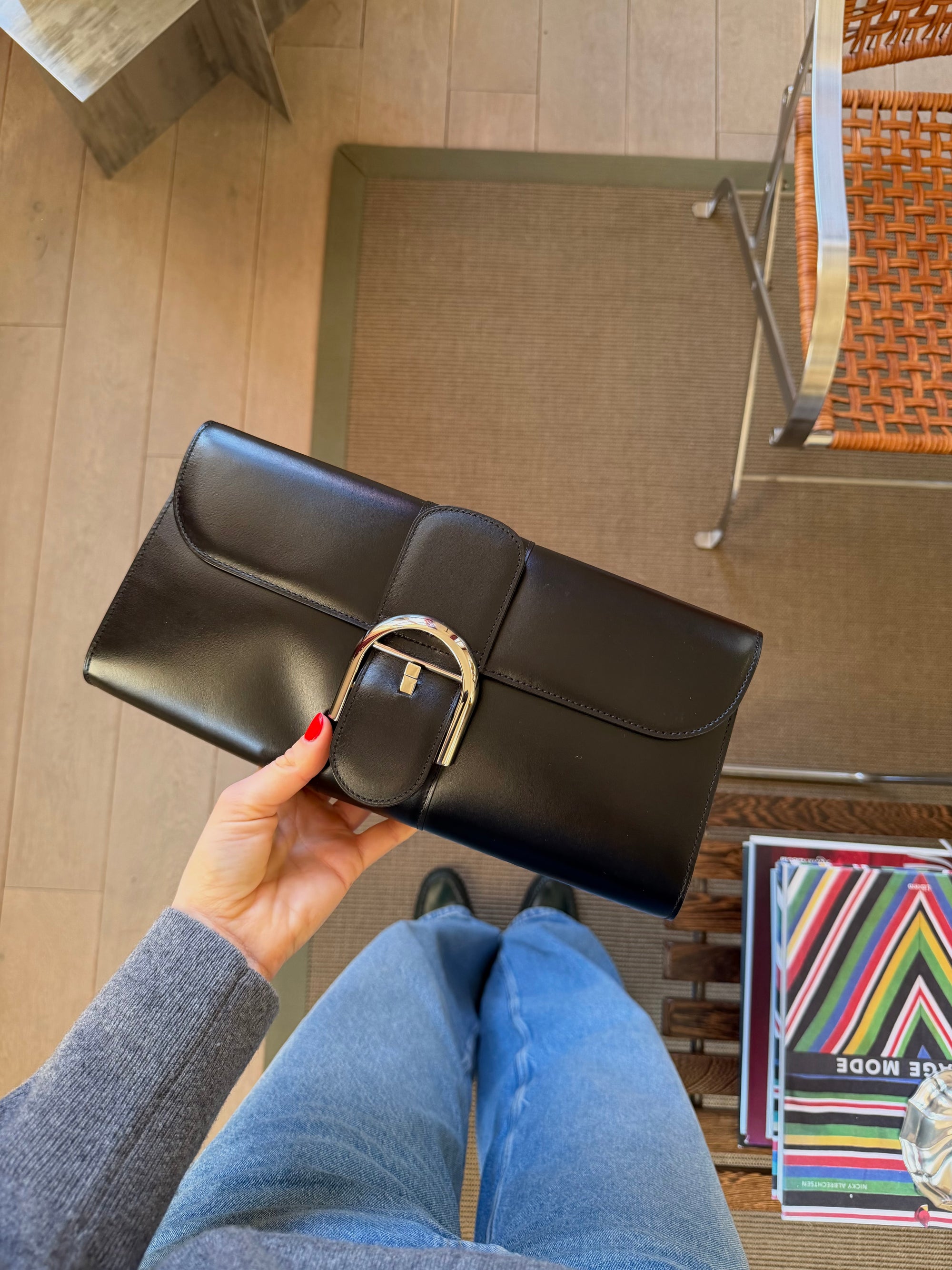 Delvaux Black Leather Brillant Clutch