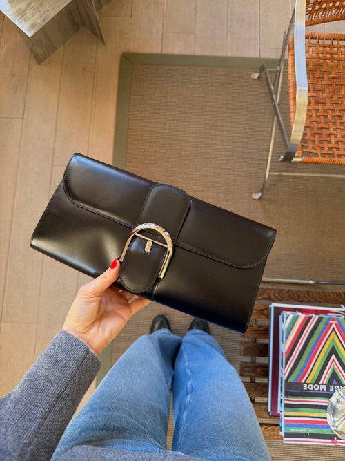 Delvaux Black Leather Brillant Clutch