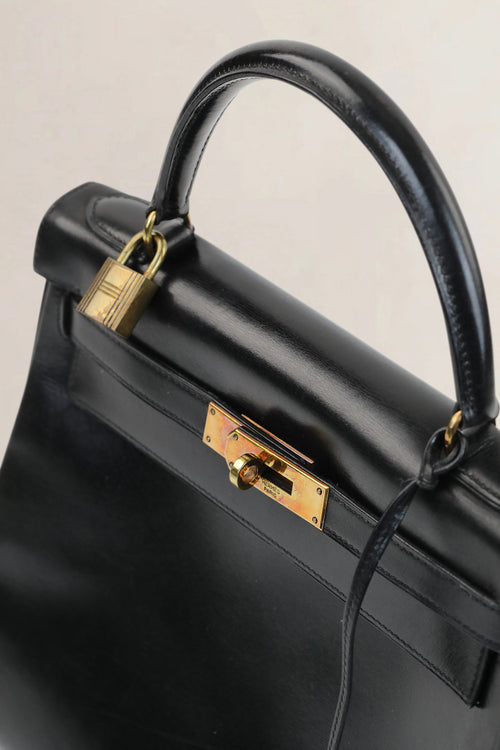 Hermès Black Kelly 28 Top Handle Bag