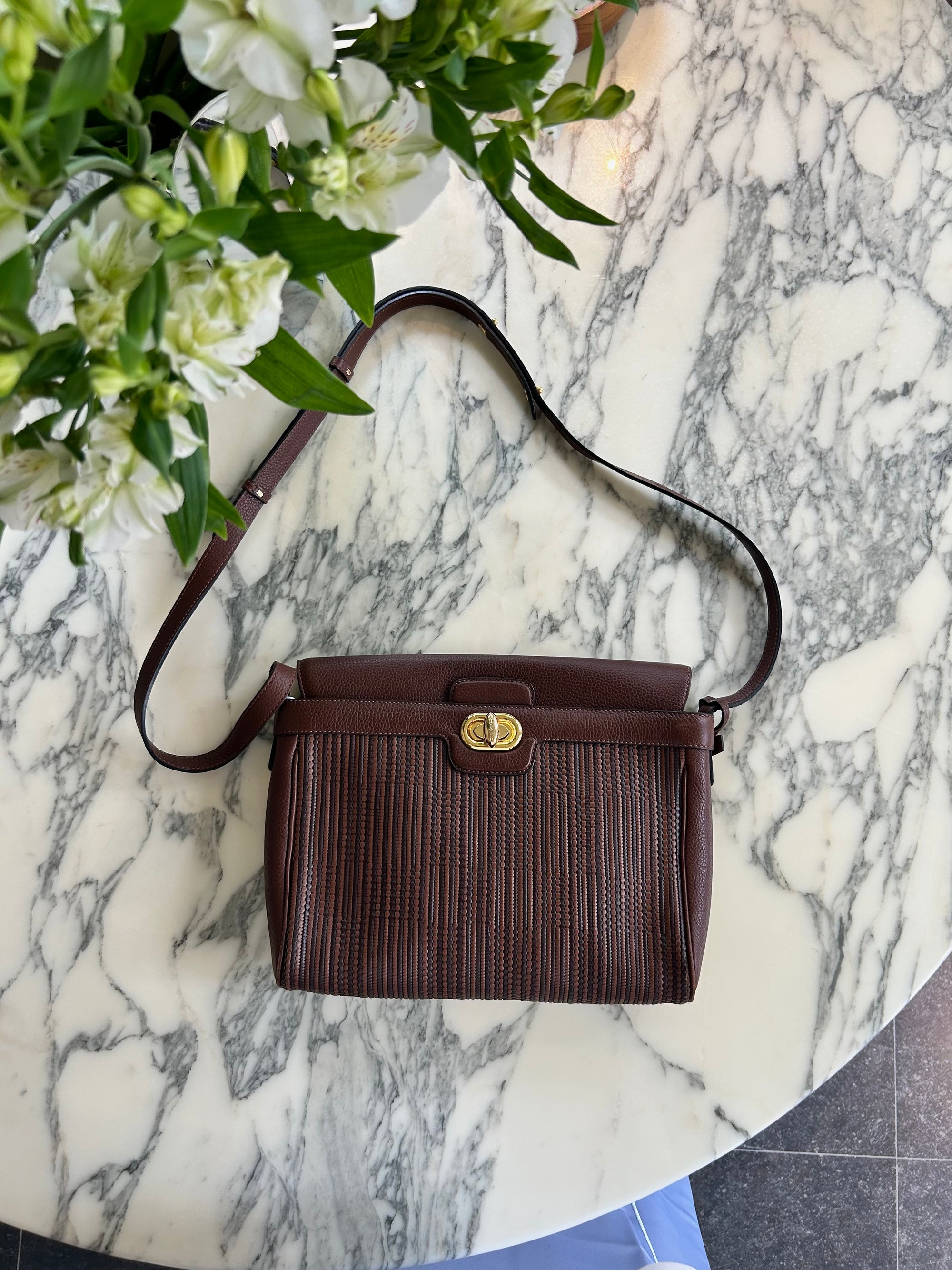 Delvaux Brown Toile De Cuir Merlot GM Crossbody Bag