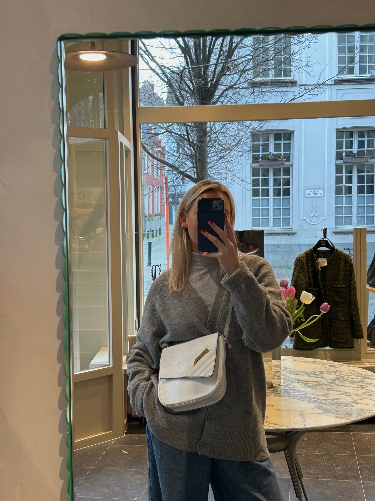 Sac bandoulière en cuir blanc Delvaux