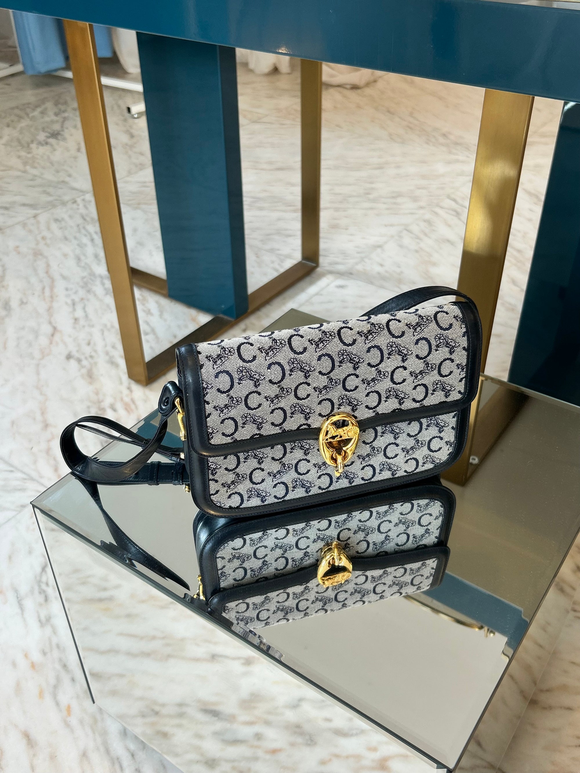 Céline Blue Monogram Crossbody Bag
