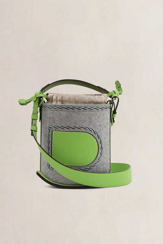 Delvaux Green Felt Pin Bucket Bag