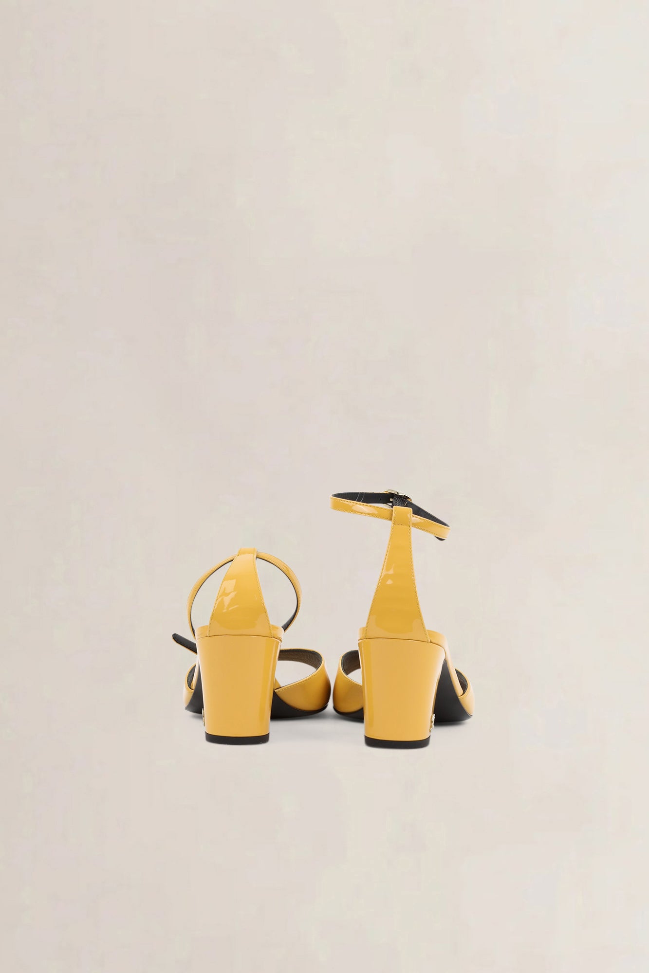 Chanel Yellow Patent Leather CC Ankle Strap Sandals