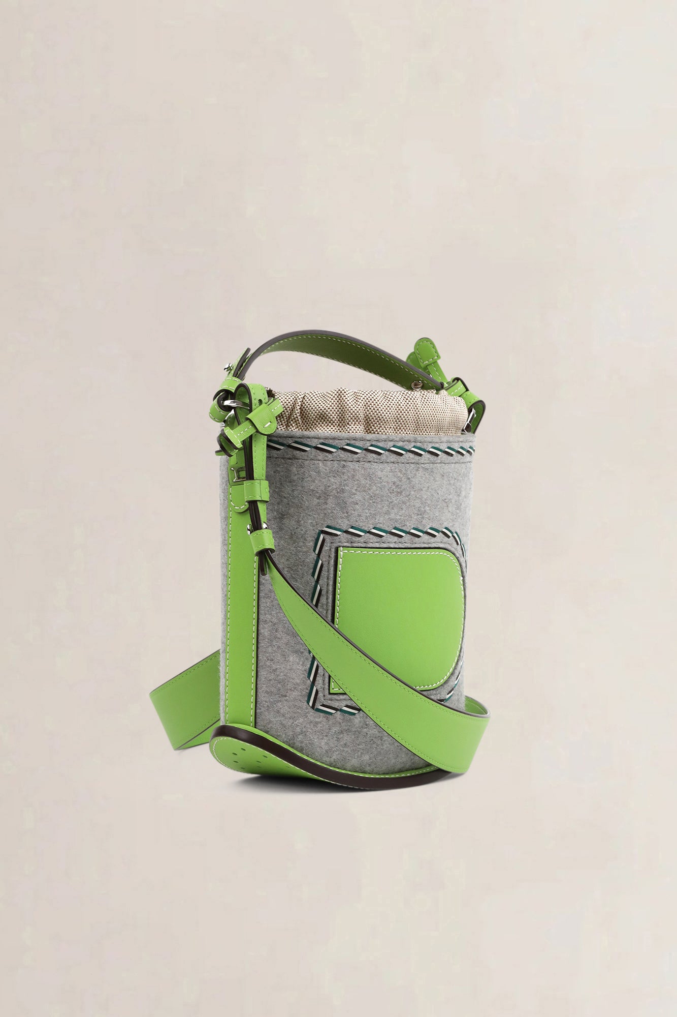 Delvaux Green Felt Pin Bucket Bag