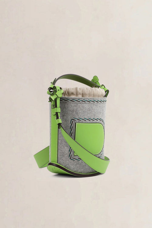 Delvaux Green Felt Pin Bucket Bag