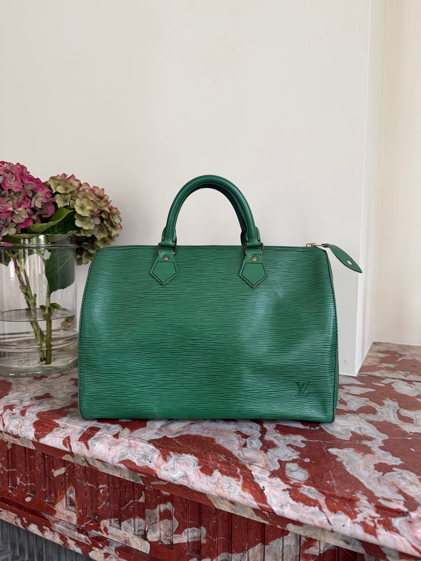 Louis Vuitton Borneo Green Epi Leather Speedy 30 Top Handle Bag