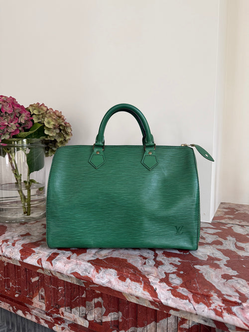 Louis Vuitton Borneo Green Epi Leather Speedy 30 Top Handle Bag