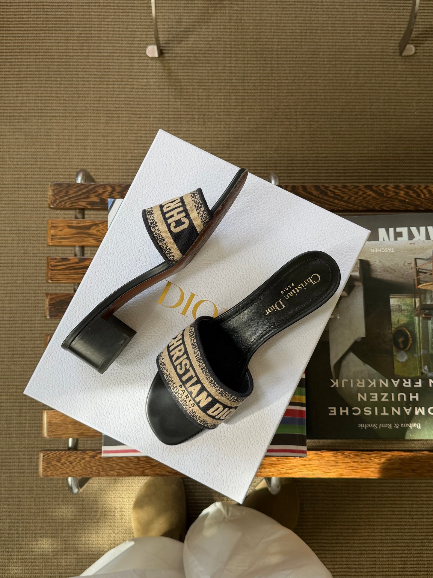 Christian Dior Dway blue heeled slides — preloved