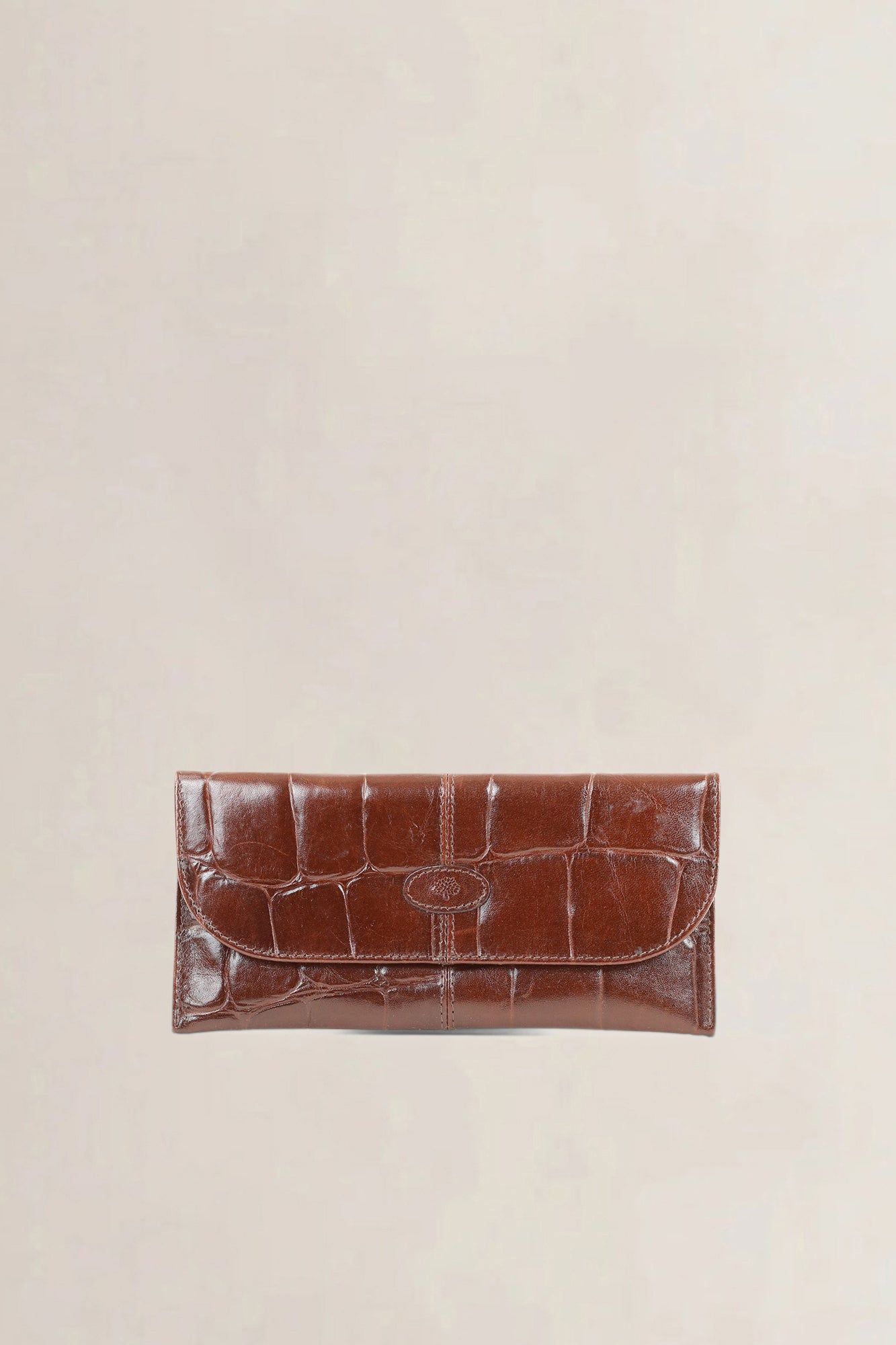 Mulberry Brown Croco Embossed Leather Wallet
