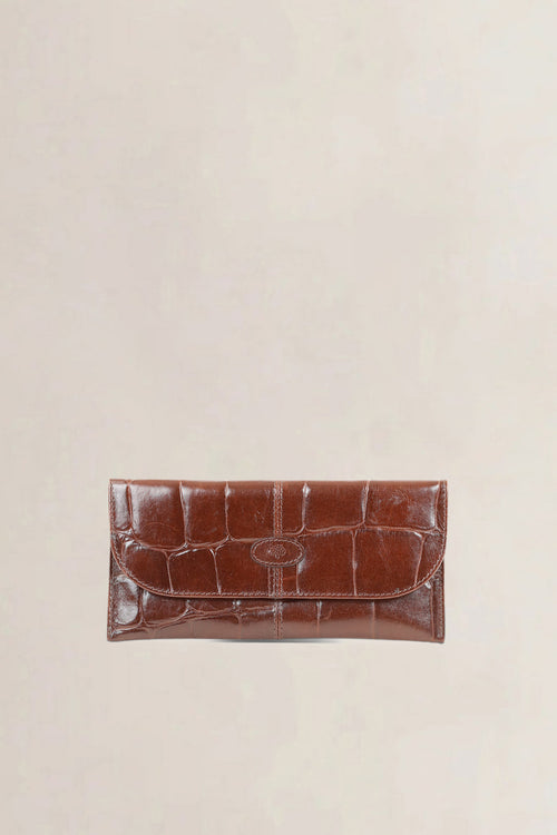 Mulberry Brown Croco Embossed Leather Wallet