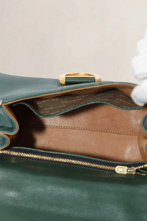 Delvaux Brillant PM Green Crossbody Bag