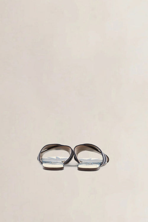 Christian Dior Navy Blue Dway Criss Cross Slide Sandals